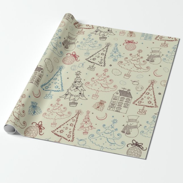 Christmas tree pattern wrapping paper (Unrolled)