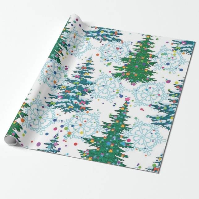 Christmas tree pattern wrapping paper (Unrolled)