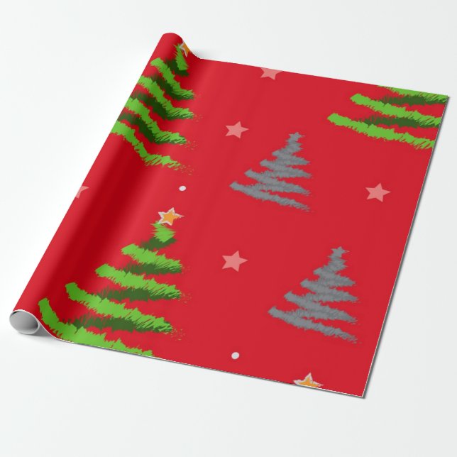 Christmas tree pattern wrapping paper (Unrolled)