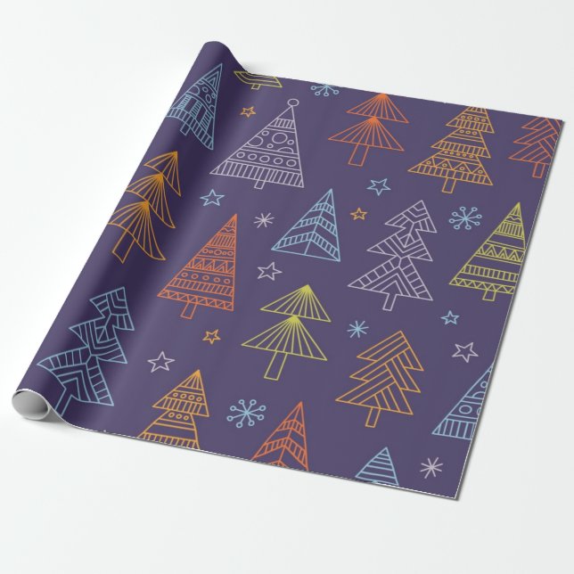 Christmas tree pattern wrapping paper (Unrolled)