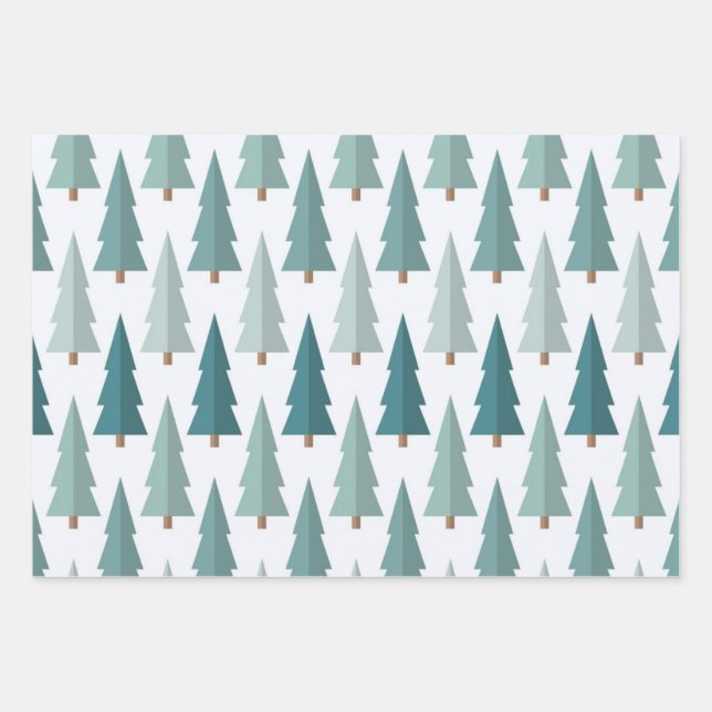 Christmas tree pattern wrapping paper sheet (Front)
