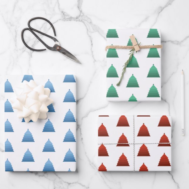 Christmas Tree Pattern Wrapping Paper Sheet (Front)