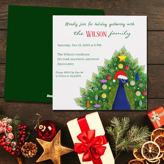 Christmas Tree Peacock Holiday Gathering  Invitation (Creator Uploaded)