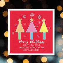  Christmas Tree Personalised Name Cute Red Paper 