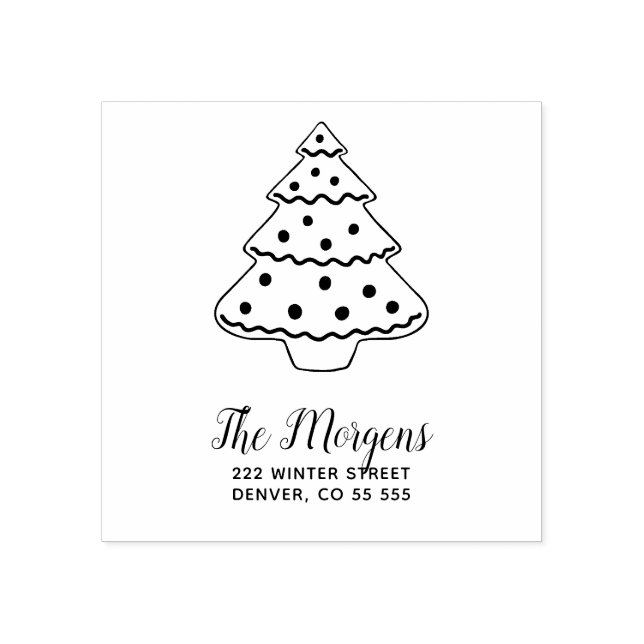 Christmas tree personalised return address rubber stamp (Imprint)