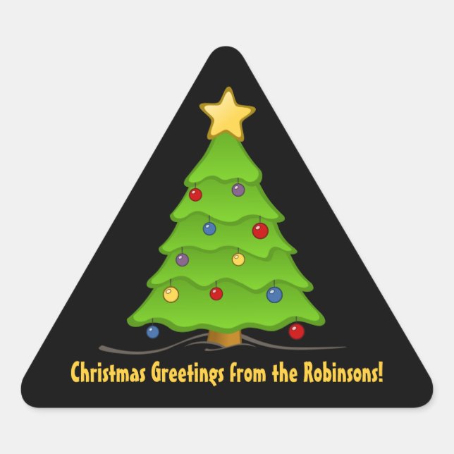 Christmas Tree  Personalised Triangle Stickers (Front)