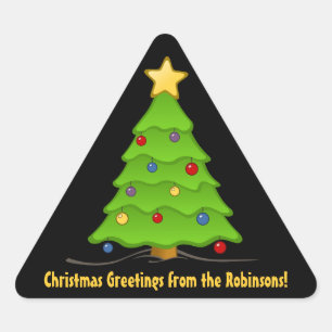 Christmas Tree  Personalised Triangle Stickers