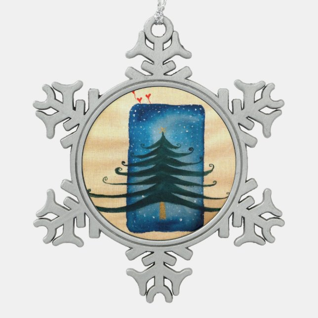 Christmas Tree Pewter Snowflake Decoration (Front)