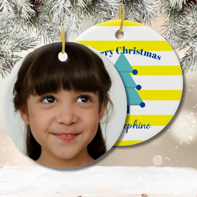 Christmas Tree Photo Blue Colourful Modern Ceramic Tree Decoration (Creator Uploaded)