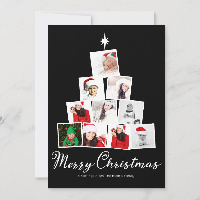 Christmas Tree Photo Collage Personalised Holiday Card (Front)