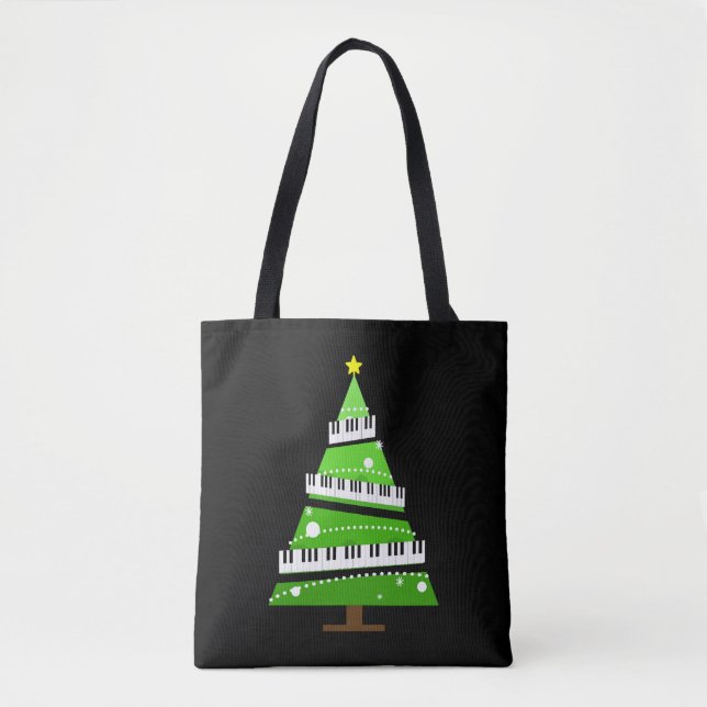 Christmas Tree Piano Teacher Gift Tote Bag (Front)