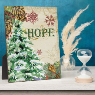 Christmas Tree Pine Cone Hope Snowflake Collage Plaque