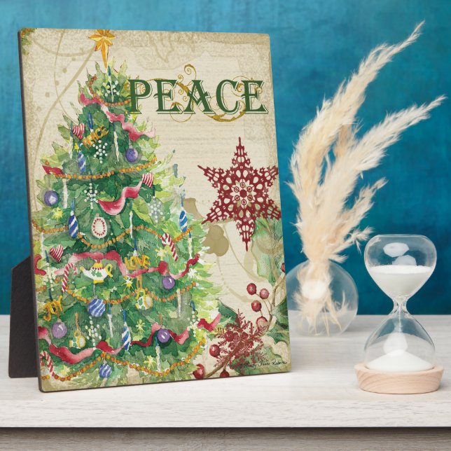 Christmas Tree Pine Cone Peace Snowflake Collage Plaque (Side)