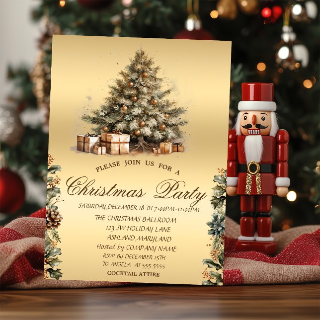 Christmas Tree,Pine cones Christmas Company  Invitation (Creator Uploaded)