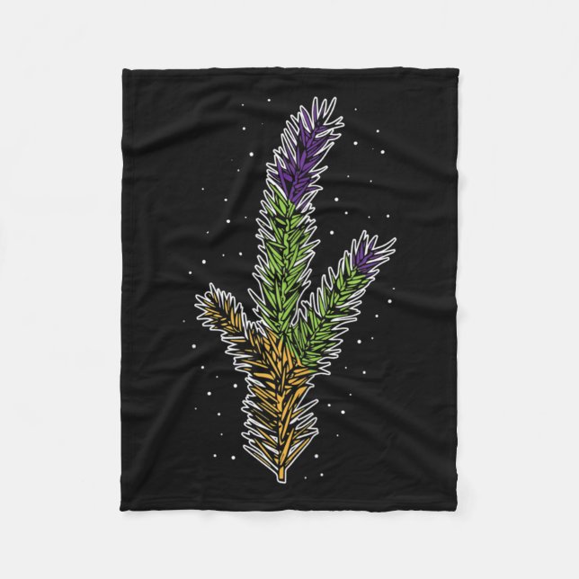 Christmas Tree Pine Leaf Decorations Snow Cool X-m Fleece Blanket (Front)