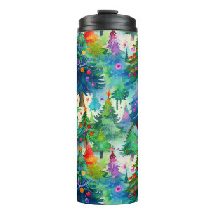 Christmas tree pine pattern thermal tumbler