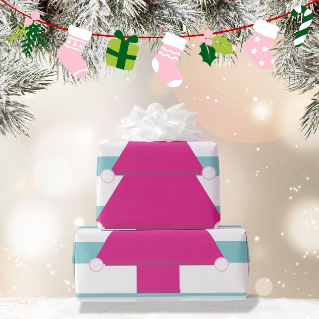 Christmas Tree Pink Blue Red Wrapping Paper (Creator Uploaded)