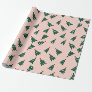 Christmas Tree Pink, Green and Red Wrapping Paper