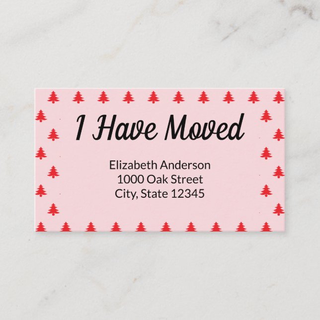 Christmas Tree Pink Holiday Moving Announcement (Front)