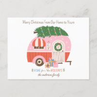 Christmas Tree Pink Vintage Retro Camper Monogram