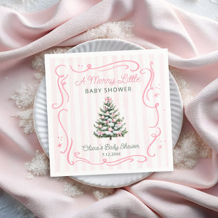 Christmas Tree Pink Winter Baby Shower Napkin