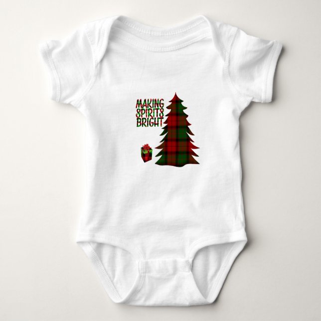 Christmas Tree Plaid         Baby Bodysuit (Front)