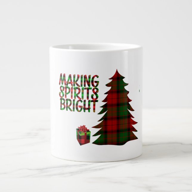 Christmas Tree Plaid     Large Coffee Mug (Front)