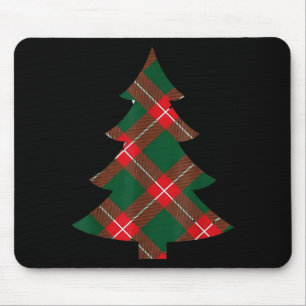 Christmas Tree Plaid Pattern Red Green Holiday For Mouse Pad