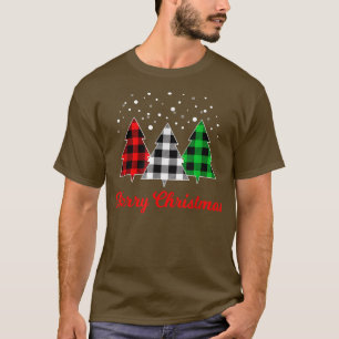 Christmas Tree Plaid Red Green White Tree Merry Xm T-Shirt