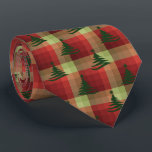 Christmas Tree Plaid Red Two-Sided Tie<br><div class="desc">Red with forest green,  burgundy and moss green colorway.  Inspired by the retro advertising art from the fifties and sixties,  this Christmas tree design is combined with lots of rows of coloured checks to create this unique plaid holiday necktie. These designs come in several colorways.</div>