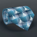 Christmas Tree Plaid Teal & Denim Blue Two-Sided Tie<br><div class="desc">Teal with denim and ice blues colorway.  Inspired by the retro advertising art from the fifties and sixties,  this Christmas tree design is combined with lots of rows of coloured checks to create this unique plaid holiday necktie. These designs come in several colorways.</div>