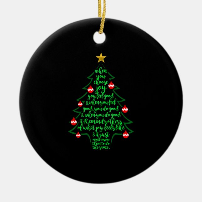 Christmas Tree Poem - Christmas Family Ceramic Tree Decoration (Front)