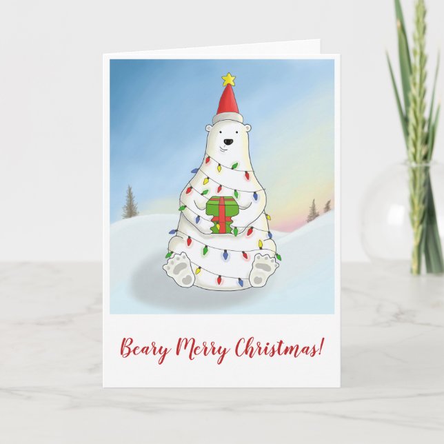 Christmas Tree Polar Beary Holiday Card (Front)
