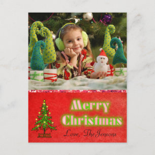 Christmas Tree  Postcard Personalised Red