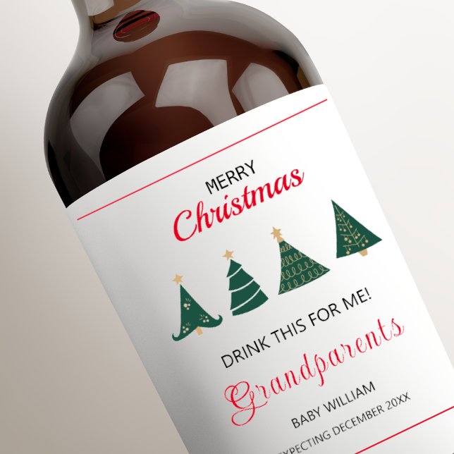Christmas Tree Pregnancy Announcement Parents Wine Label (Christmas Tree Pregnancy Announcement Parents Wine Label, cute ways to announce pregnancy)