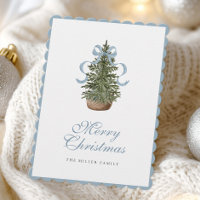 Christmas Tree Preppy Bow Blue Christmas