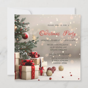 Christmas Tree Presents Bokeh Corporate Christmas Invitation