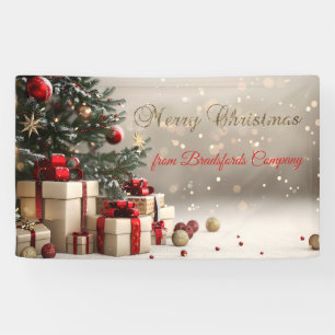 Christmas Tree Presents Bokeh Merry Christmas Banner