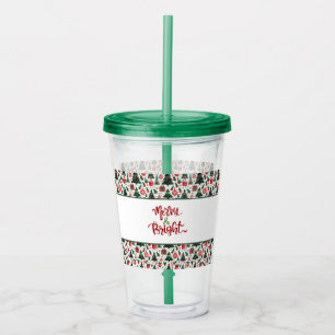 Christmas tree, presents, candy cane acrylic tumbler