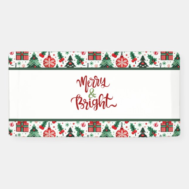 Christmas tree, presents, candy cane banner (Horizontal)