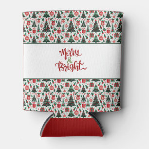 Christmas tree, presents, candy cane can cooler