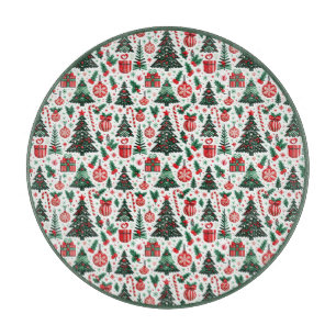 Christmas tree, presents, candy cane cutting board
