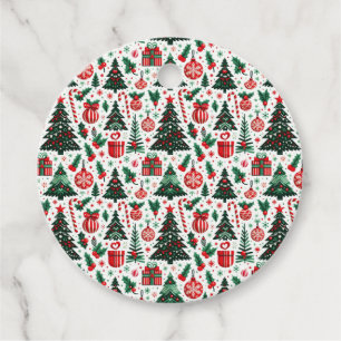 Christmas tree, presents, candy cane favour tags