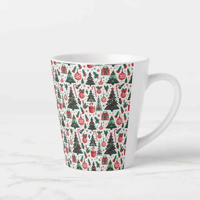 Christmas tree, presents, candy cane latte mug (Right)