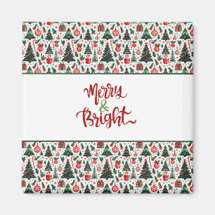Christmas tree, presents, candy cane magnet
