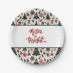 Christmas tree, presents, candy cane paper plate
