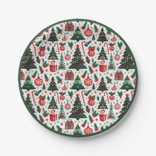 Christmas tree, presents, candy cane paper plate