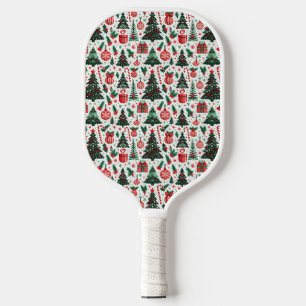 Christmas tree, presents, candy cane pickleball paddle
