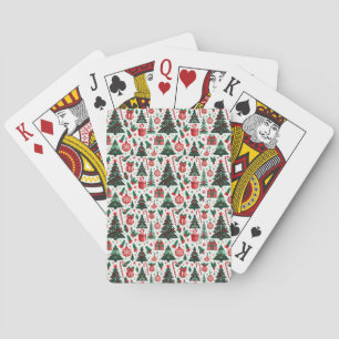 Christmas tree, presents, candy cane playing cards