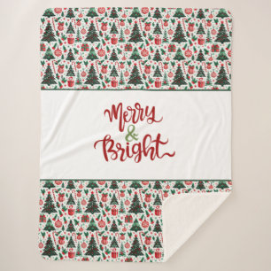Christmas tree, presents, candy cane sherpa blanket